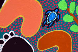 Close up on aboriginal painting