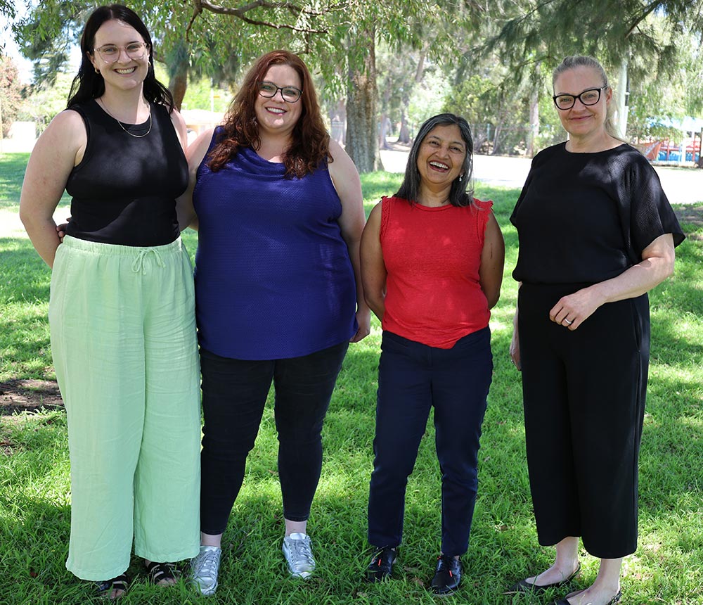 Left to right - Kirsty Wilde, Melanie Clark, Dr Lakshmi Fernandes, Kirsten Tarasenko